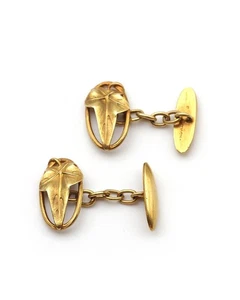Boutons de manchette Art Nouveau signés Arnould en or 18k, bijou pour homme, bij - Picture 1 of 5