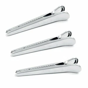Norpro 3pc Stainless Steel Ultimate Jaw Clips - 4.5" Metal Squeeze Chip Bag Clip - Picture 1 of 6
