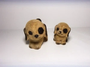 JOSEP ORIGINALS FLOCKED FINISH DOG & PUPPY FIGUR VINTAGE JAPAN - Bild 1 von 5