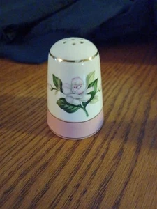 Coctelera de sal/pimienta Homer Laughlin Magnolia de colección con borde de oro rosa única - Imagen 1 de 4