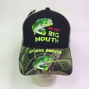 New Me & My Big Mouth Embroidered Mesh Back Fishing Baseball Cap Adjustable Hat - Picture 1 of 6