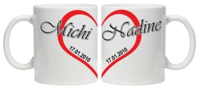 KREATIVSTUDIO87 Tassen Set Paartassen Partnertasse Geschenk Valentinstag Love Herz Jahrestag