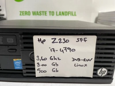 HP Z230 SFF Workstation Intel i7 4790 3.60GHz 8GB RAM 500GB DVDRW Linux  - Image 1 of 4