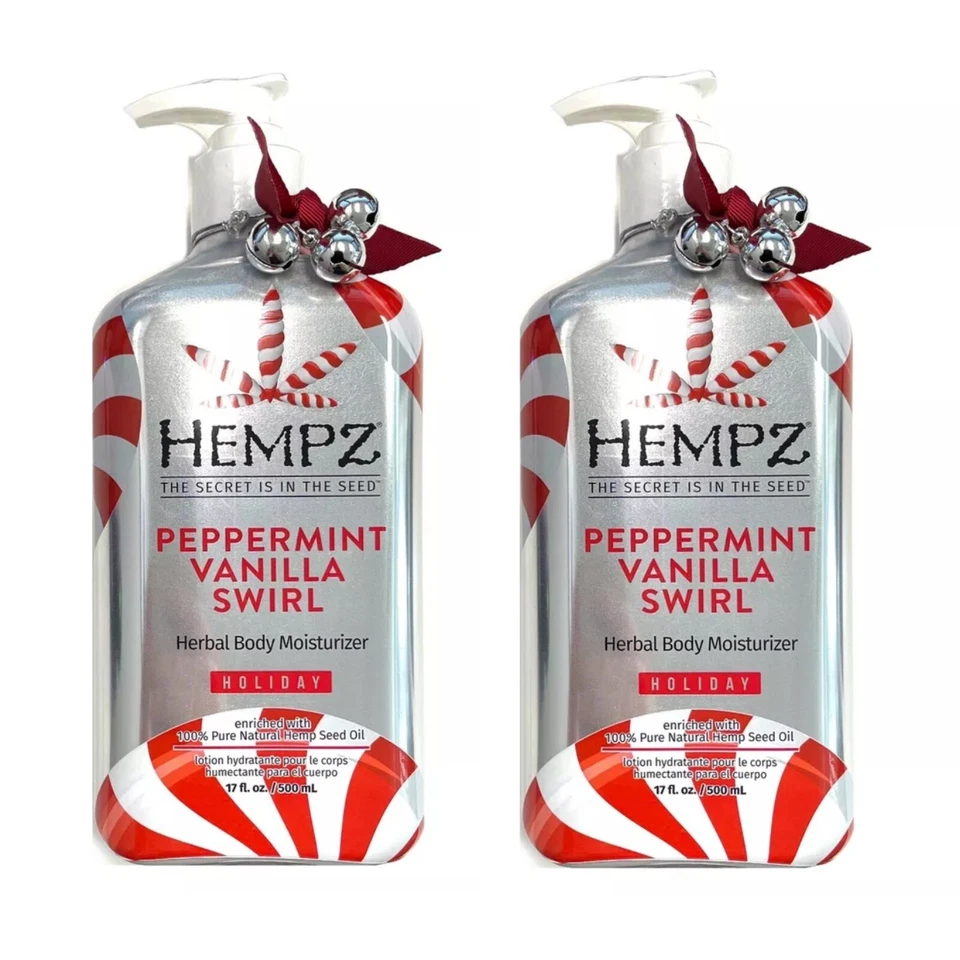 Hempz Holiday Peppermint Herbal Body Moisturizer 17oz NEW (Set of 2) - Image 1 of 1