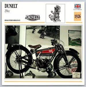 Dunelt 250cc High Perfor 1926 Great Britain Edito Service Atlas Motorcycle Card - Picture 1 of 2