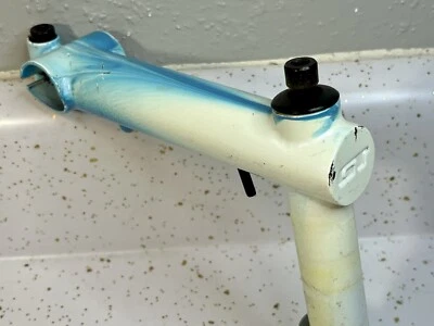 Vintage 1990 GT Tequesta blue/white swirly cloudy nimbus MTB Stem - Image 1 of 4