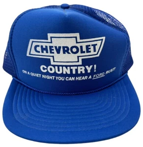 Vintage Chevy Country Anti FORD RUST Snapback Trucker Hat Nissin OBS GM C/K 90s - Picture 1 of 11