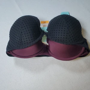 DORINA Womens T-Shirt Bras LOT 2 Sz 36C Tags Black & Maroon Underwire Padded Bra - Picture 1 of 10