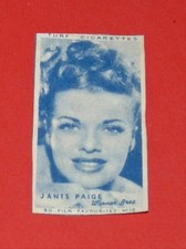 CINEMA 1948 TURF CIGARETTES CARD MOVIE FAVORS JANIS PAIGE WARNER HOLLYWOOD