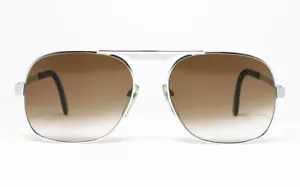 NOS VINTAGE SUNGLASSES SILHOUETTE 316 CHROME SATIN SILVER GRADIENT BROWN AVIATOR - Picture 1 of 7