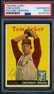 Tom Acker PSA DNA Coa Signed 1958 Topps Autograph