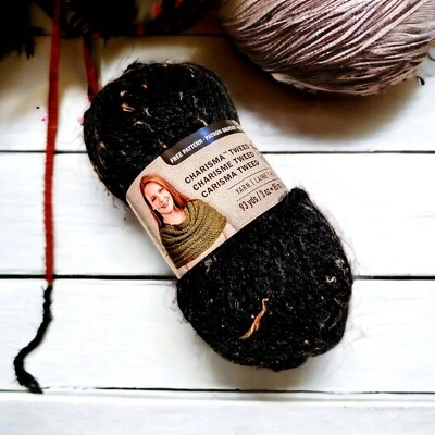 Charisma Black Tweed Yarn 93 Yards Bulky #5 Machine Washable & Dryable Estate * - Image 1 of 4