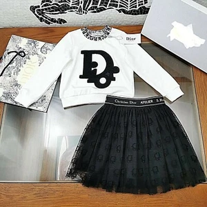 Niñas Blanco y Negro Elegante Top y Falda, Edad 2-12 Años - Imagen 1 de 5