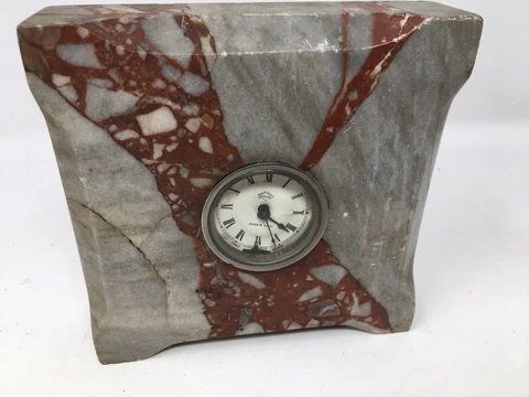 Vintage Marble Desk Clock Case  - Parker Clock Not Working - Made In USA Cover
