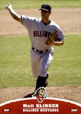2007 Billings Mustangs Grandstand 18 Matt Klinker Westchester Ohio Baseball Card
