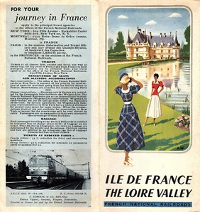 French National Railroads 1950 Brochure Il De France The Loire Valley Route Map  - Picture 1 of 3