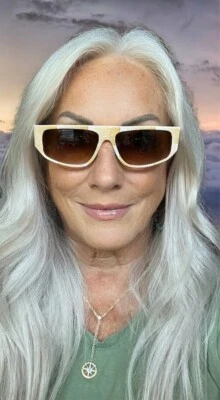 Gafas de sol vintage años 70 blanco/naranja estampado marrón degradado lente SIN RX Taiwán Foto 1 de 4