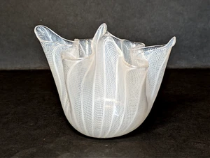 Murano - Vintage Venini Zanfirico Latticino Taschentuch Vase - Bild 1 von 6