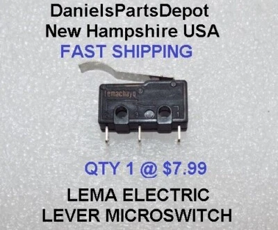 LEMA ELECTRIC CURVED LEVER MICROSWITCH 3 PIN ON OFF ON MICRO SNAP LIMIT SWITCH - Image 1 of 4