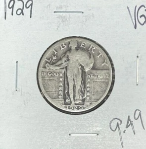 1929 STANDING LIBERTY SILVER QUARTER ~ VG+ ~NICE COIN~ - Picture 1 of 2