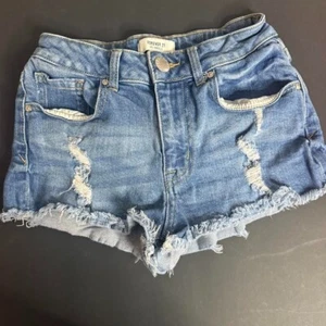 Forever 21 Jean Shorts Women's Size 24, Raw Rolled Hem, Short Shorts, Distressed - Picture 1 of 5