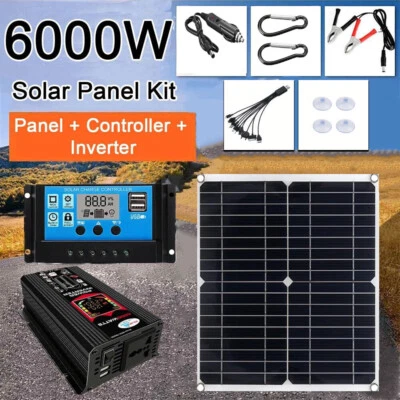 6000W Wechselrichter Solarpanel Kit12V Monokristallin Solarmodule 100ALaderegler - Bild 1 von 4