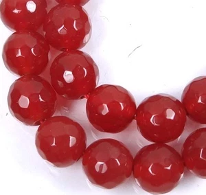 "Cuentas redondas facetadas de ágata roja cornalina de 8 mm 15" - Imagen 1 de 2