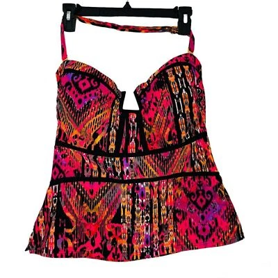 Island Escape Ikat-Print Bustier Tankini Top Size 14 - Image 1 of 4
