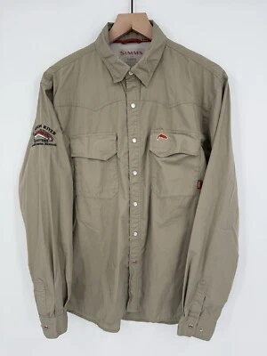 SIMMS Shirt Mens Medium Khaki Pearl Snap Fishing Utility Outdoors Camping Work - Image 1 of 4