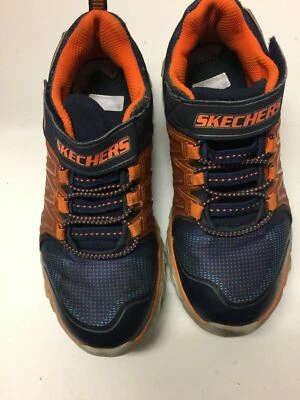 Zapato de tenis Sketcher para niños sin cordones talla 3 azul/naranja A261ss Foto 1 de 4