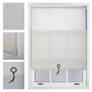 Linen Roller Blinds with Eyelet & Metal Fittings Made to Measure Window Shades - Picture 1 of 6