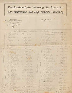 FALLINGBOSTEL, Brief um 1930, Zweckverband zur Wahrung der Interessen der Molker - Bild 1 von 1