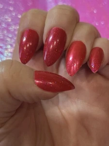 20 Hand Painted Gel False Nails Medium Stiletto - Picture 1 of 2