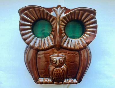 Horloge vintage en forme de chouette en céramique avec indicateurs de tube... - Photo 1/4