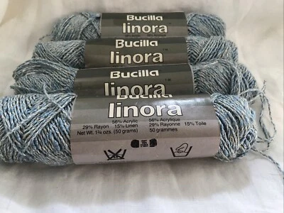 Винтажная пряжа Bucilla Linora — лот из пяти мотков 50 г — синий твидовый цвет 5 - Изображение 1 из 2