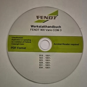 Fendt 900 Vario COM 3 919 922 925 928 931 934 Werkstatthandbuch CD Deutsch - Bild 1 von 1