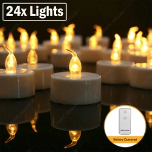24x LED Tea Light Flameless Flickering Tealight Candle Batteries Remote control - Picture 1 of 15