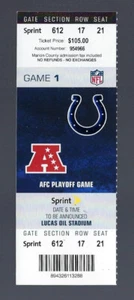 PEYTON MANNING FINAL COLTS GAME vs JETS 2010-2011 WILD CARD NFL FULL TICKET  - Picture 1 of 1