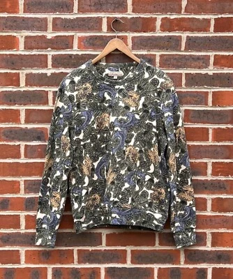 Burberry Mens Sweatshirt LARGE Green Fish Rabbit Stork Print Animal Jumper Foto 1 de 4