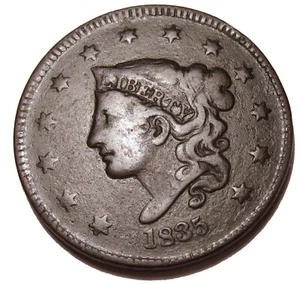 OLD US COINS 1835 CORONET LARGE CENT PENNY - Picture 1 of 2