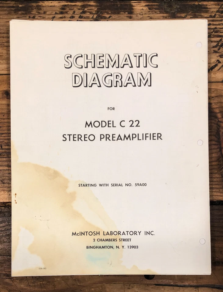 McIntosh C 22 C22 Preamplifier Schematic Diagram  *Original* - Image 1 of 1