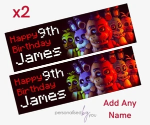 2 x Personalised FIVE NIGHTS OF FREDDY Birthday Banners LARGE Kids Party FNOF - Picture 1 of 1