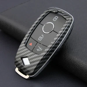 Carbon Fiber Car Key Fob Case Cover For Mercedes Benz C E S GLA GLC GLE CLA EQC - Picture 1 of 6