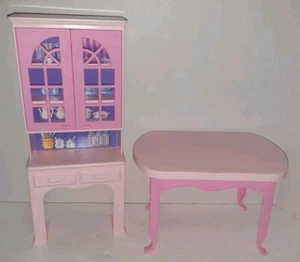 Vtg 1994 Mattel Barbie So Much To Do China Cabinet Hutch & Table Replacement - Picture 1 of 7