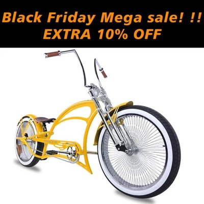 26 inch Men Beach Cruiser Bicycle Lowrider Bike For Adults Classical Fork Steel - Image 1 of 4