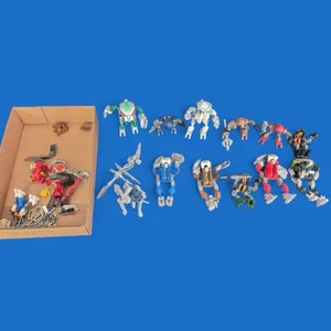 Lot of Lego Bionicle Parts & Pieces Assorted Colors 12 Assembled Figures Weapons - Picture 1 of 24