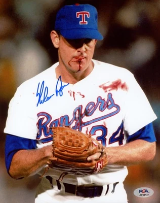 Nolan Ryan Autographed Signed 8x10 Photo Texas Rangers Bloody Lip PSA/DNA - Image 1 of 2