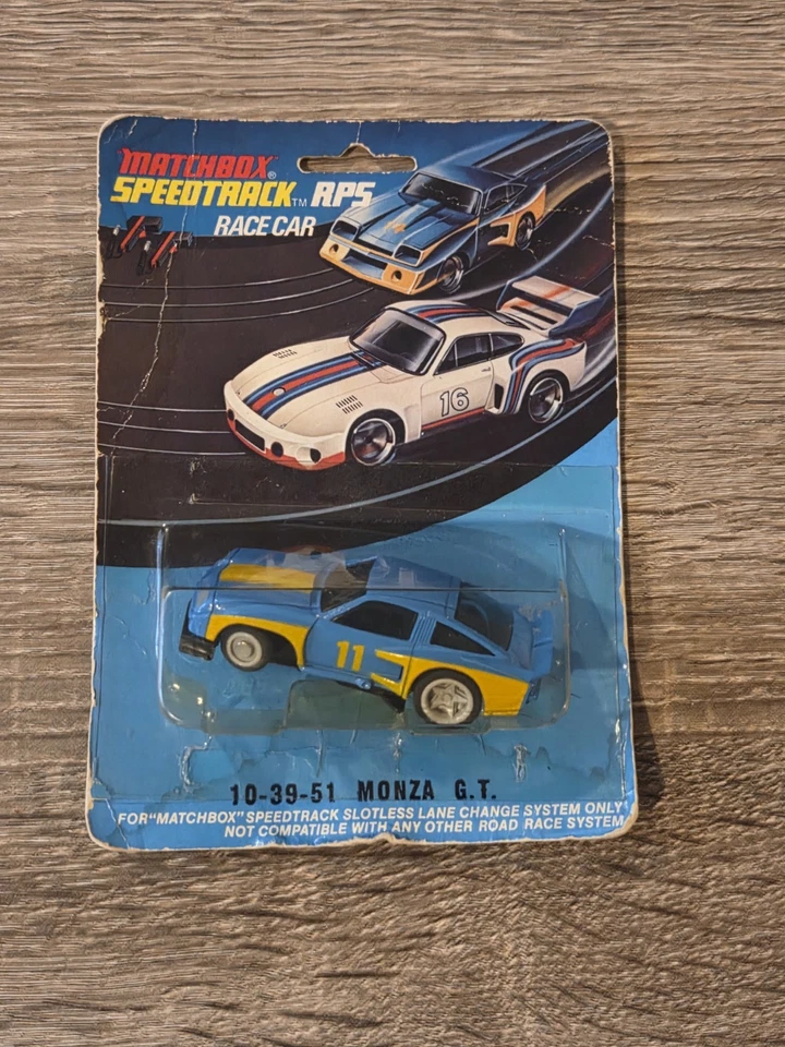 Matchbox Lanechanger Slotless Slot Car #11 RPS Chevy Monza Vintage Blue New  - Image 1 of 1