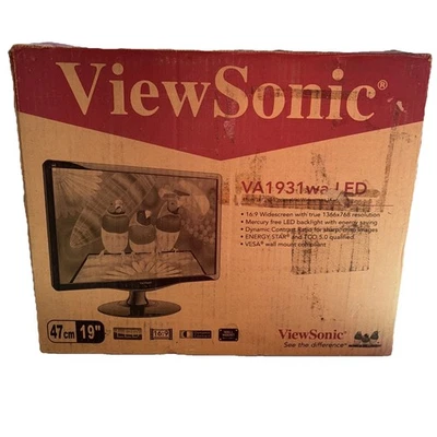 ViewSonic VA1931wa-LED Widescreen Computer PC Monitor 19 inch With Cables - Image 1 of 4