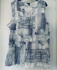 Nic+Zoe Tank Abstrakt Blau Lagenlook Übergröße 2 XL Leicht Boho Strand Vaca - Bild 1 von 16